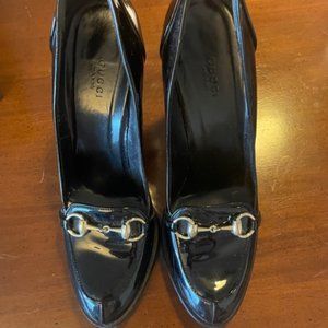 GUCCI Scar Pelle S Gomma Vernice Diamond Avio Heels